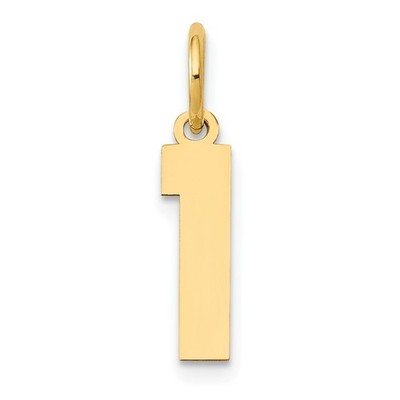 14 Karat Gelbgold kleine polierte Nummer 1 Bettelkette Damen