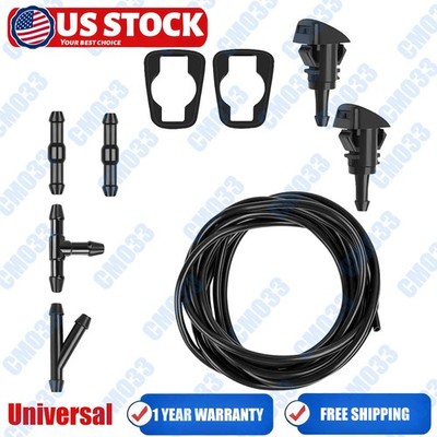 Car Windshield Wiper Washer Squirter Nozzle Spray Jet Kit Fluid Hose Universal