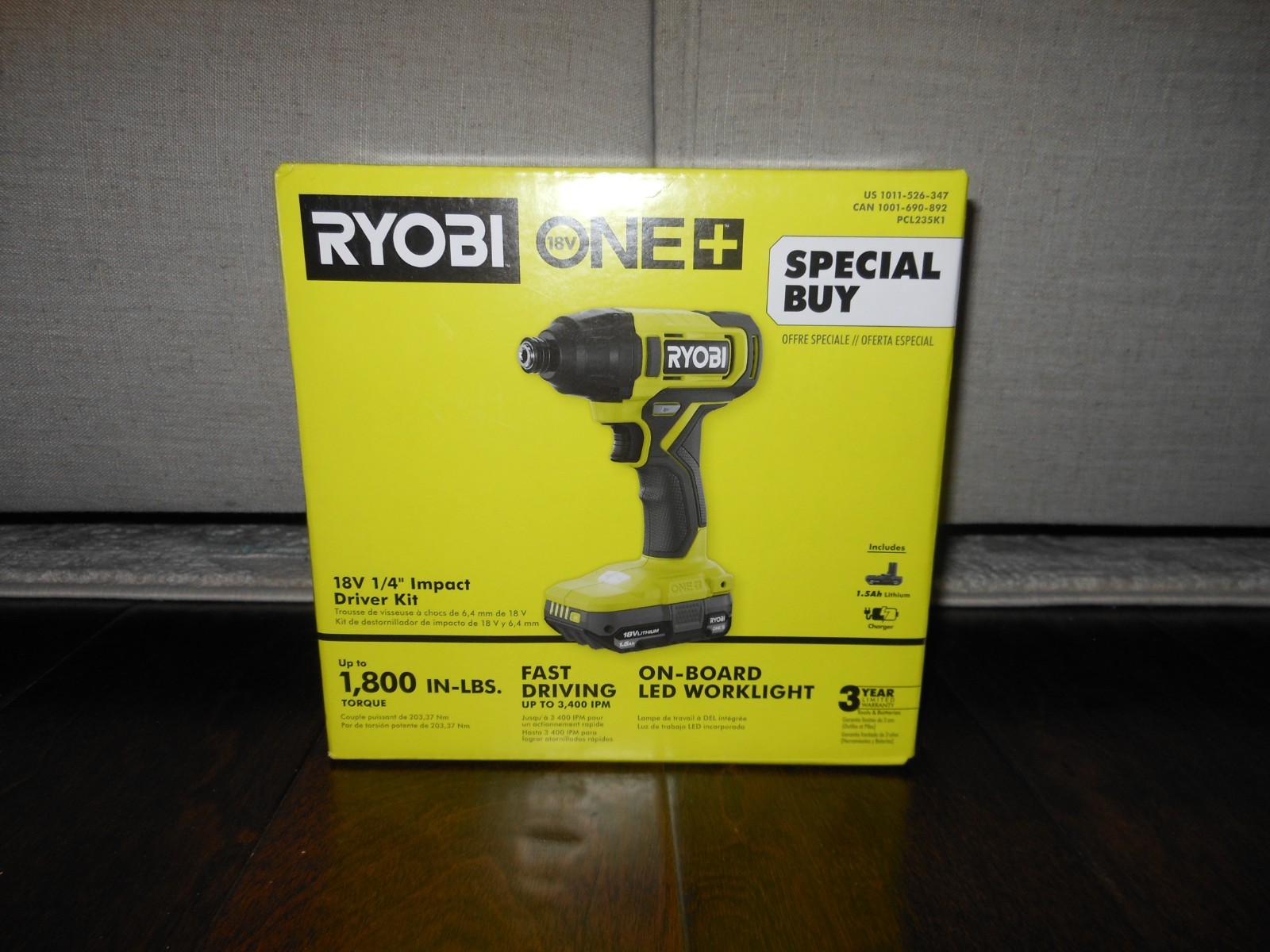 New RYOBI ONE+ 18V 1/4" Impact Driver Kit Includes Battery &