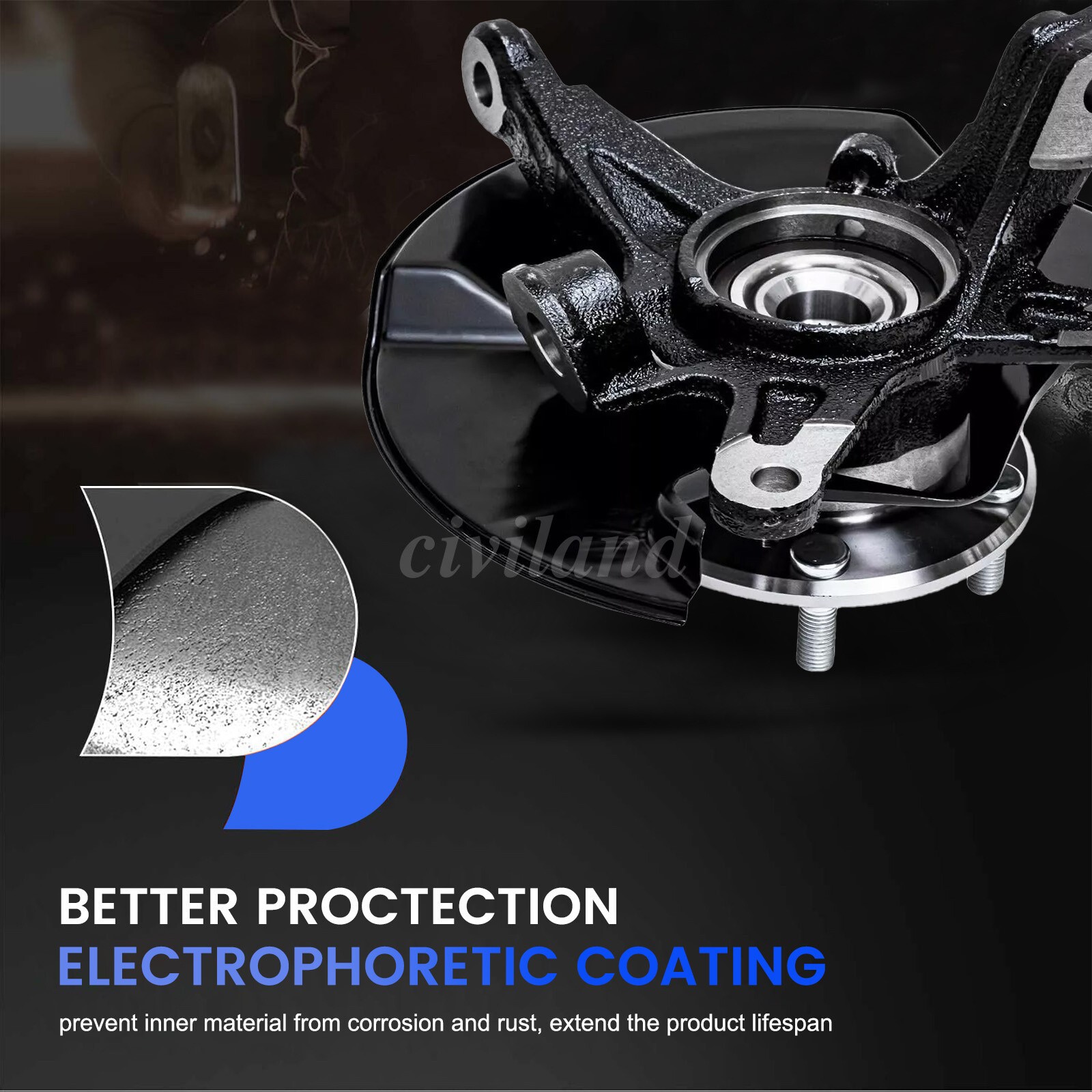 Front Pair Steering Knuckle and Wheel Hub Bearing for 2006 - 2011 Honda Civic