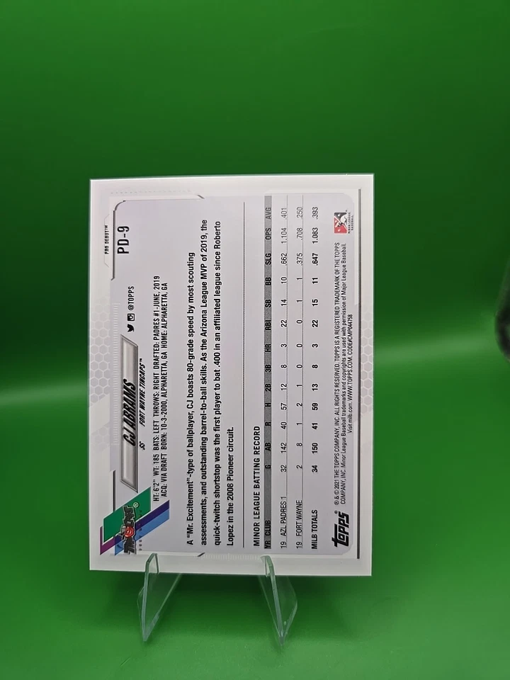 2021 Topps Pro Debut - C.J. Abrams #PD-9 (RC) - Image 2 of 2