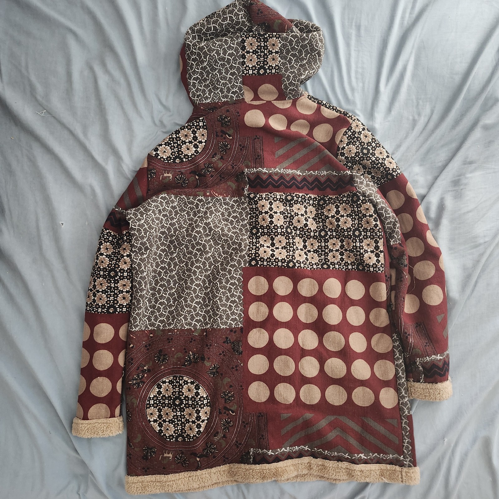 Faux Fur Lined Multicolored Patterned Jacket Size… - image 2