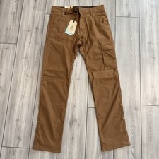 NWT prAna Stretch Zion Slim Pants II Mens 30x32 Brown Belted Vented Hiking Climb