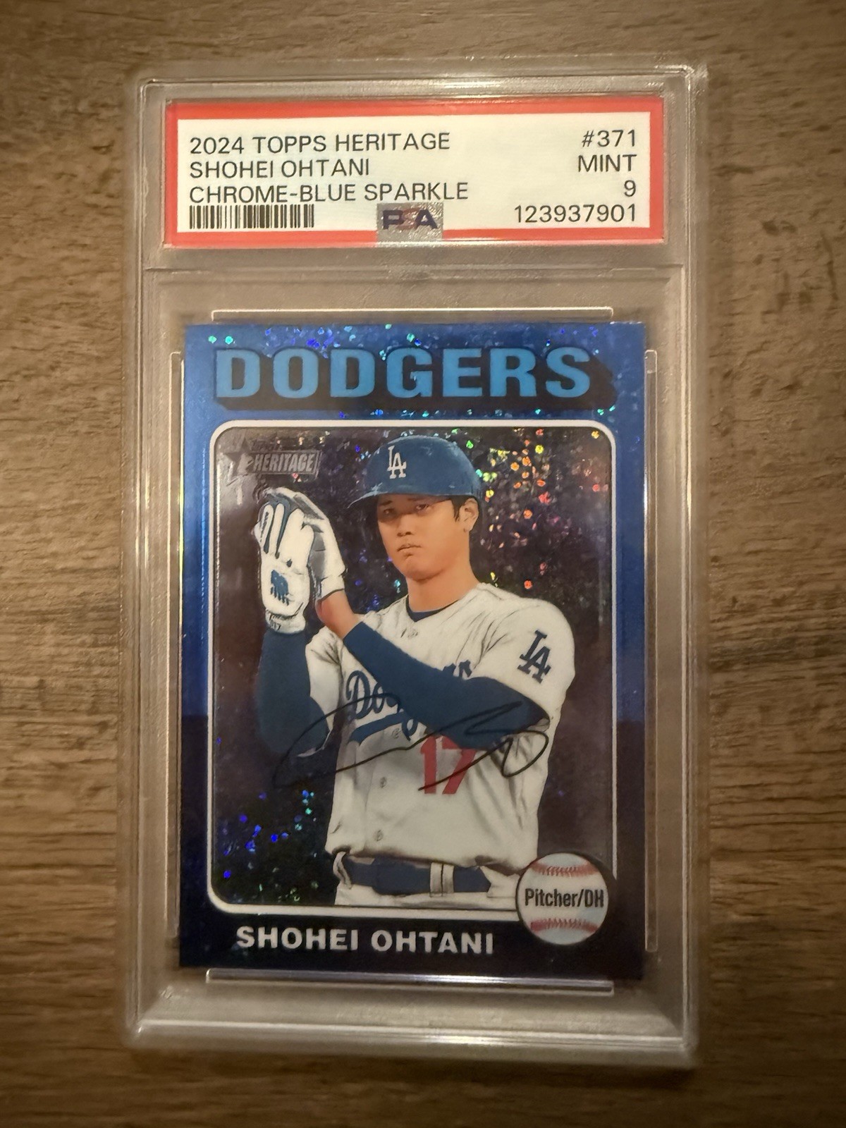 2024 Topps Heritage - Shohei Ohtani #371 Chrome Blue Sparkle Refractor