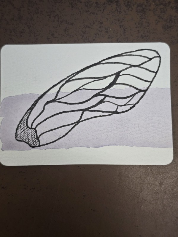 ACEO Original Art by SY Fish Flying Marine Fresh River Purple Water Minimalist 
