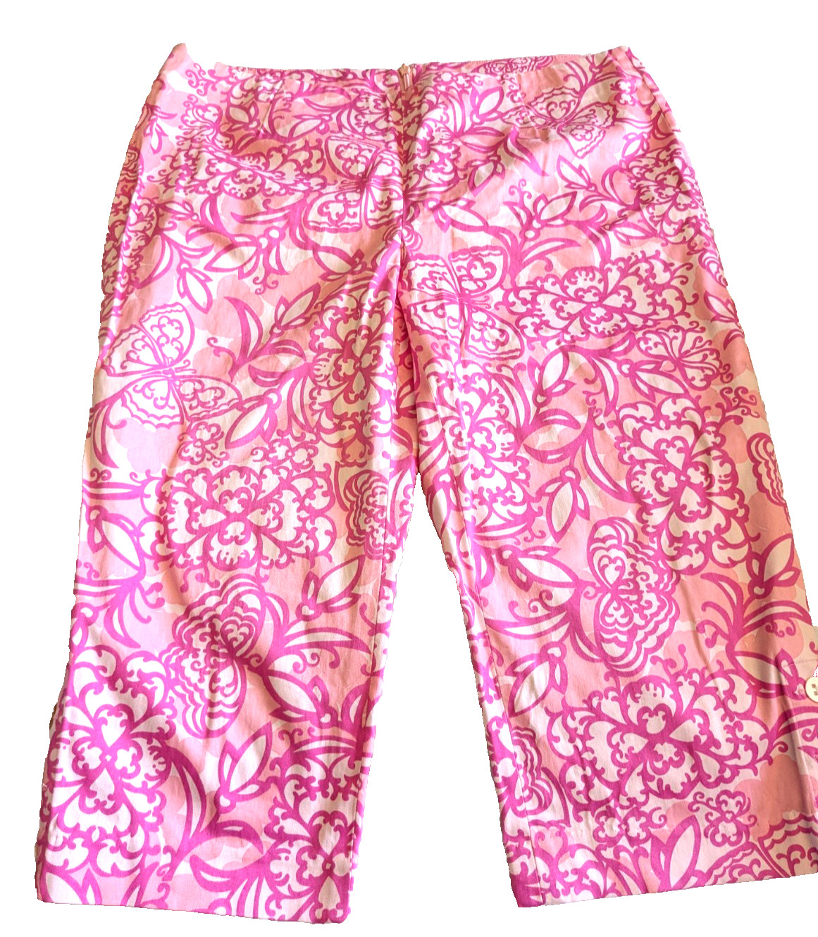 Lilly Pulitzer Capri Pants Pink Floral Print  Size 10