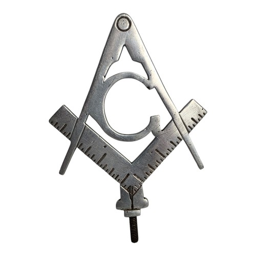 Vintage Masonic 6.25" Screw On Emblem Decor Topper Hood Ornament Metal Freemason