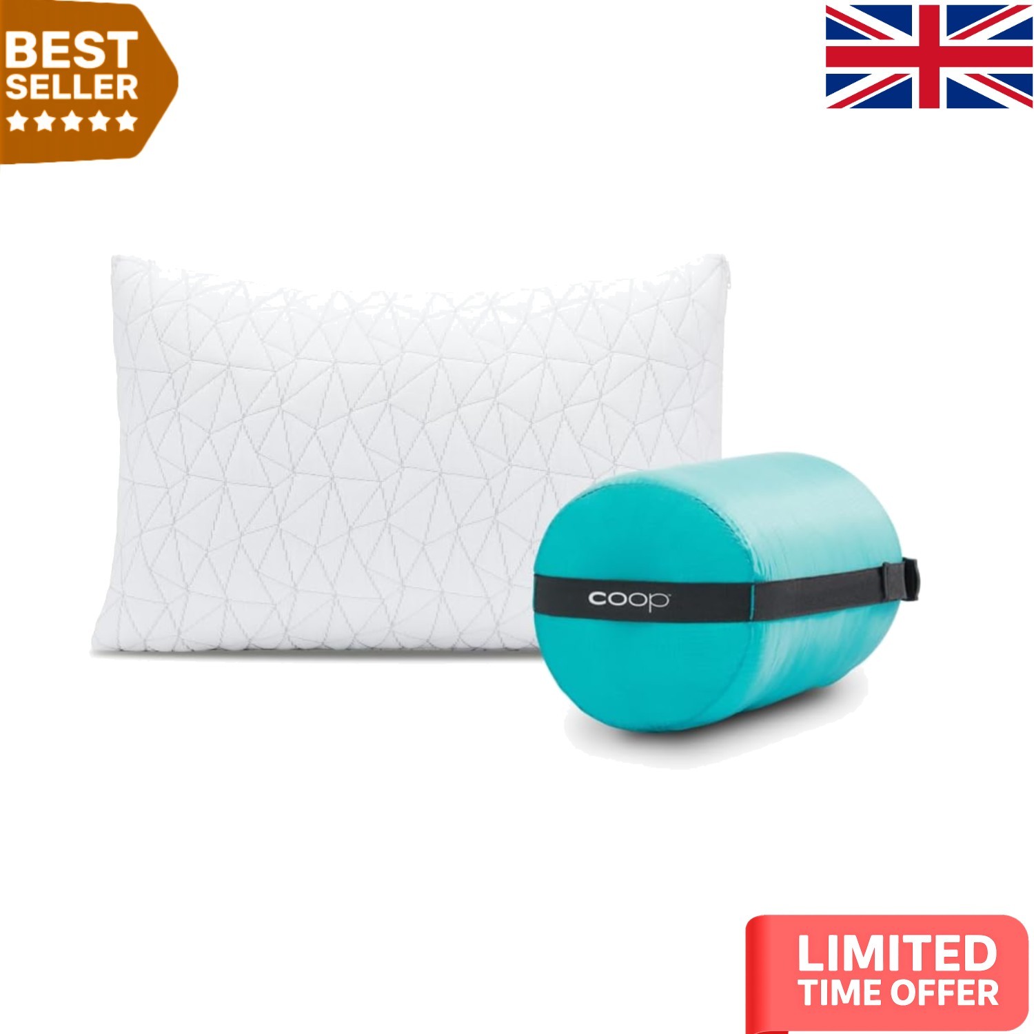 Adjustable Shredded Foam Camping Pillow with Stuff Sack - Comfortable & Washable