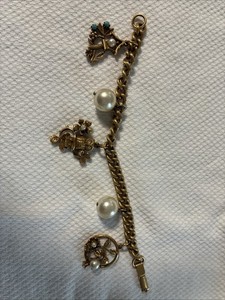 Goldstone With Pearls Birds/Owl Charm Bracelet
