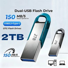 2TB USB Metal Flash Drive Mini Pen Drive OTG Memory Stick Storage Hard Drive