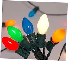  C7 Christmas Lights Outdoor, 25Ft Vintage Christmas String Lights Multicolor