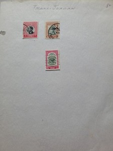 3 Old Stamps From Jordan. Used 1950-59. SCOTT 348, 355, C5. Postage And Airmail.