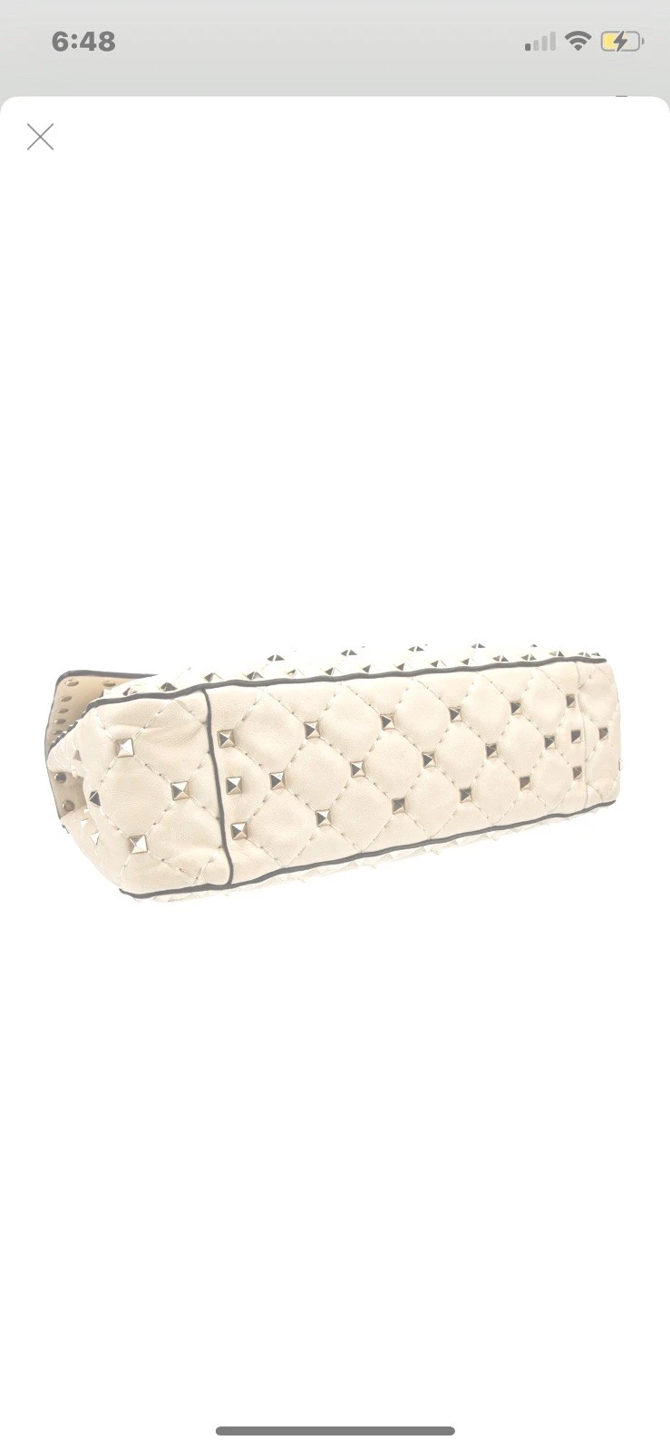 Borsa Valentino Garavani media splendida colore crema pelle morbida Rockstud Spike