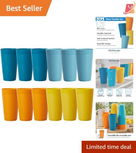 Lightweight 20-ounce Plastic Tumblers - BPA-Free and Dishwasher Safe Set of 12