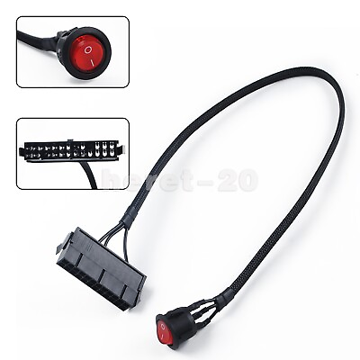 #ad 24 Pin Female ATX PSU Power Supply Starter On Off Switch Jumper Bridge Cable $6.87