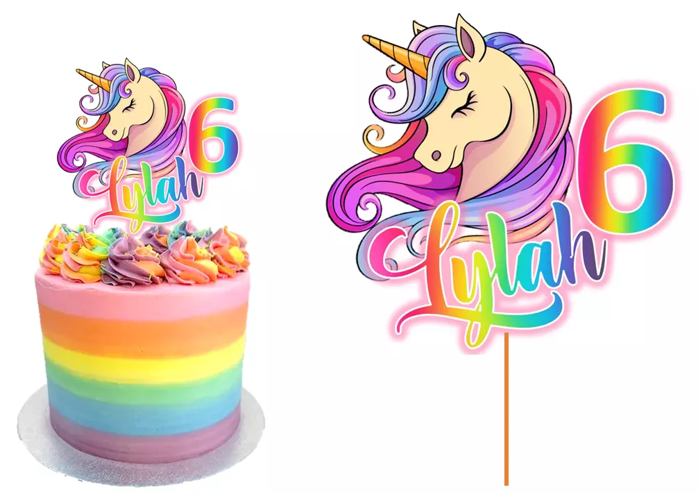 UNICORN CAKE TOPPER PERSONALISED GLOSSY CARDSTOCK DECORATION | eBay