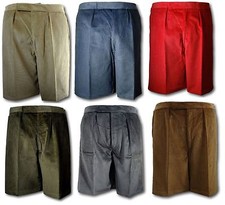 Corduroy School Uniform Short Trousers / Shorts Elastic Back 9" Leg Adult Sizes