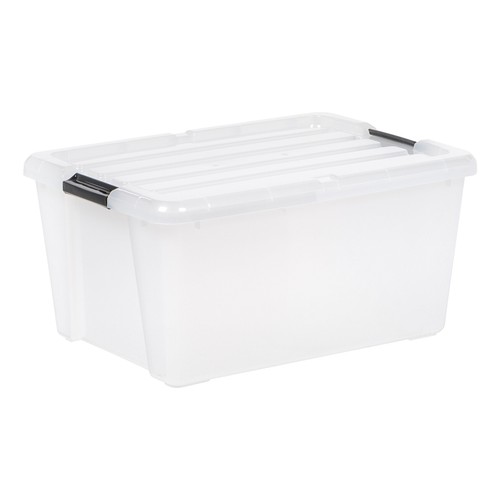 45 Qt. Plastic Storage Bins with Lids, Clear, Latching, Stackable, Totes, 4Pk - Picture 3 of 9