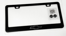 Black On Black Chevy Metal License Plate Frame With Screws And Caps