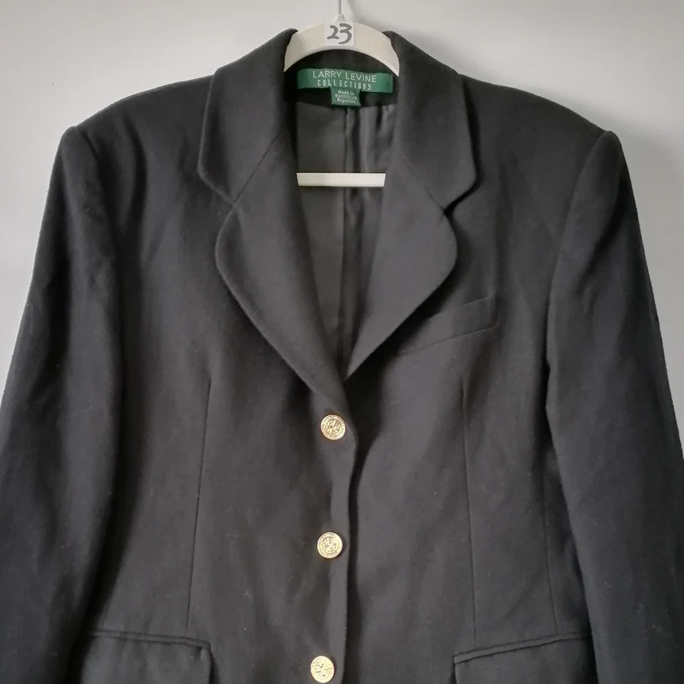 Blazer formal Larry Levine Collection para mujer negro pecho único 3 botones talla 12 Foto 2 de 4