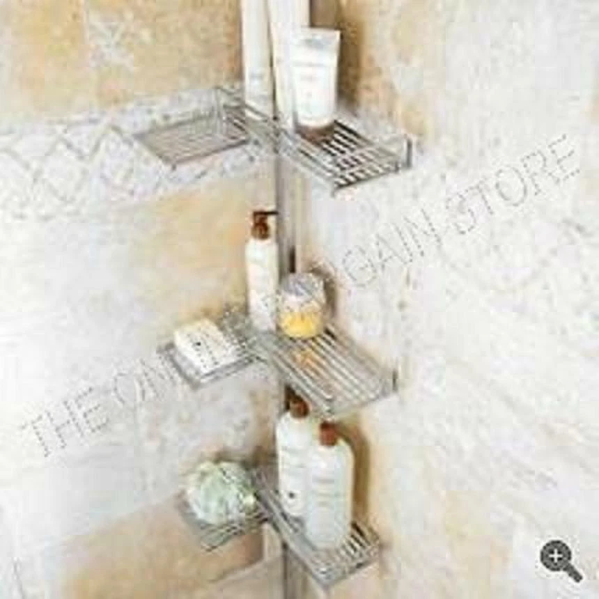 Puerta delantera contemporánea cromada mayordomo en forma de L estante repisa cesta  Foto 3 de 4