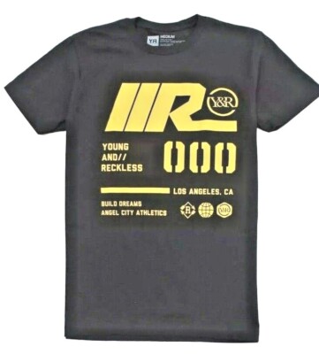 Young & Reckless Mens Yellow Black Racing 000 Graphic T-Shirt Sz Large Brand New