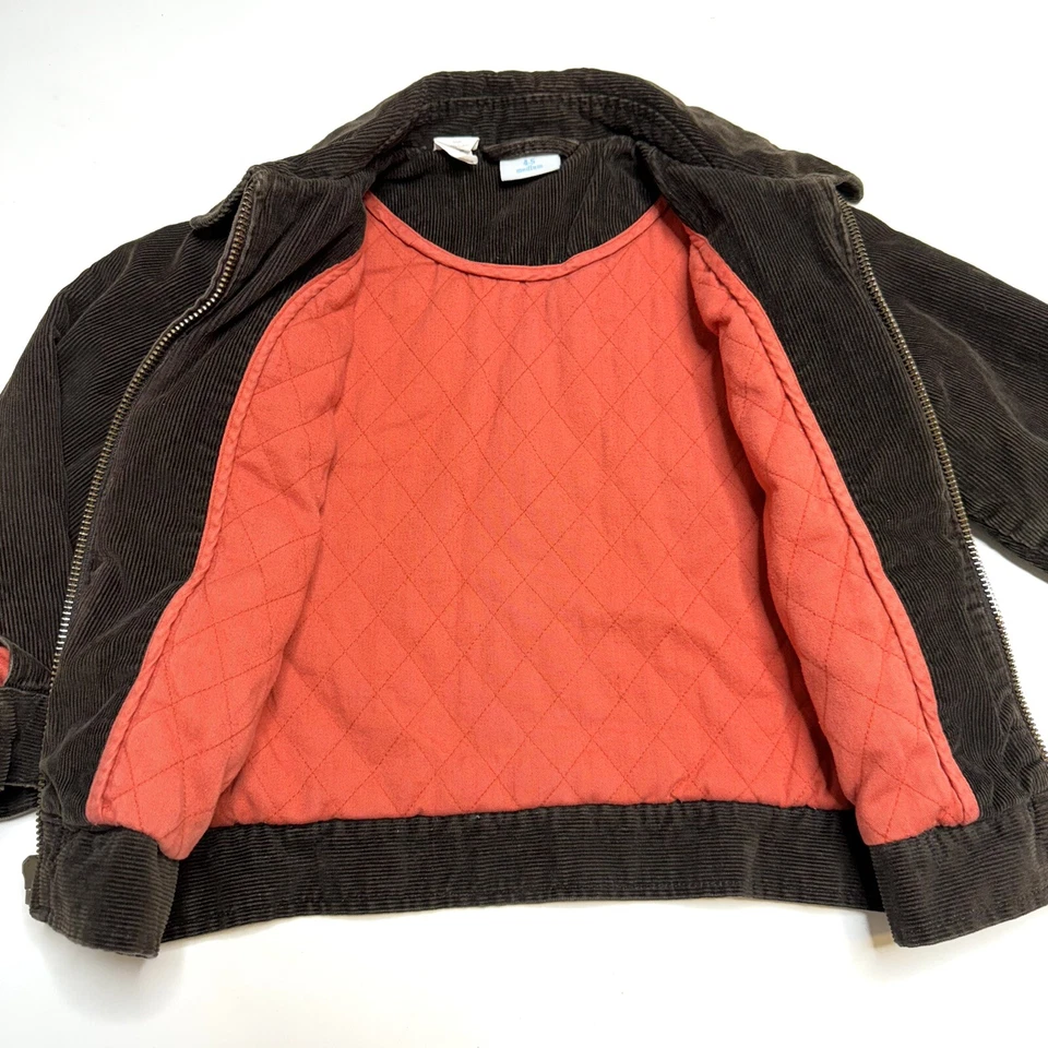 Chaqueta Crewcuts Niños Marrón Pana Cremallera Frontal Forrada Preppy Talla Mediana 4/5  Foto 2 de 4