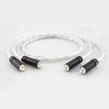 Pair OCC Silver Plated Cord with Locking Plug HiFi Audio Interconnect RCA Cable