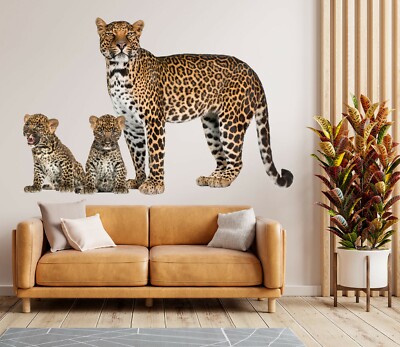 3D Leopardbaby H630 Tier Wallpaper Wandbild Poster Wandaufkleber Abziehbild Hone