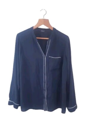 Schwarzes geknöpftes Damenhemd Bluse von Papaya Größe 18