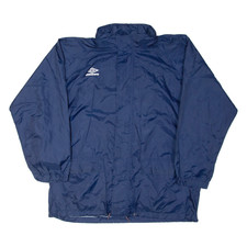 UMBRO Mens Rain Jacket Blue Nylon Hooded L