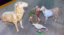 4X MASA CYNA FIGURKA OWCA z FUTREM JELEŃ GANS SZOPKA GOSPODARSTWO ELASTOLIN LINEOL