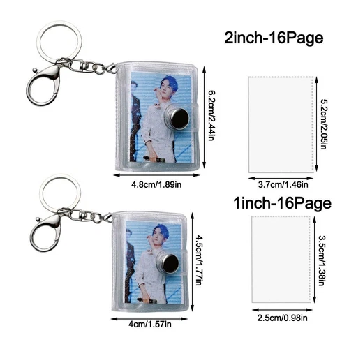 16 Pockets Mini Photo Album 1/2 Inch Backpack Keyring New Keychain Mini Album - Picture 2 of 12