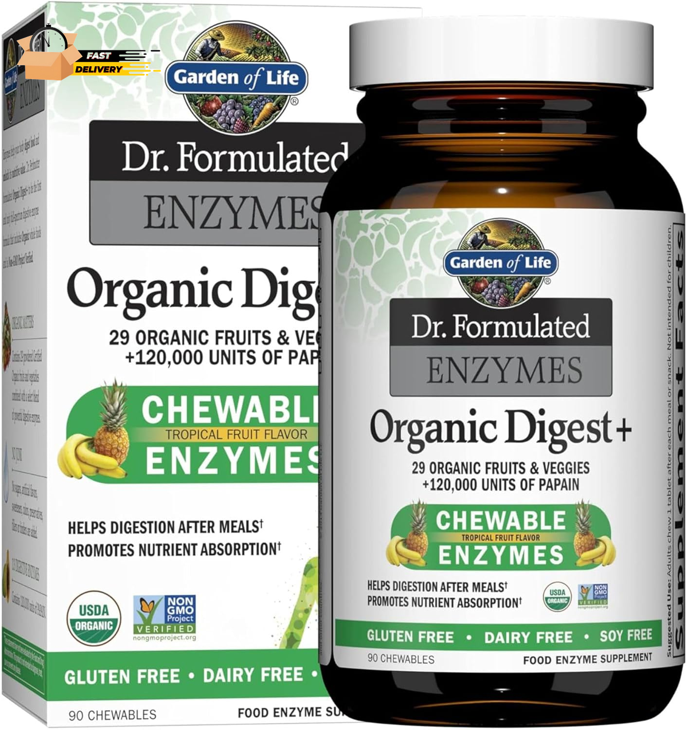 Dr Formulated Digestive Enzymes with Papain, Bromelain, Lipase for Digestion &