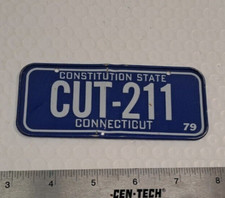 CONNECTICUT CUT-211 Metal Bicycle License Plate Cereal Rare Vintage SLIGHT BEND