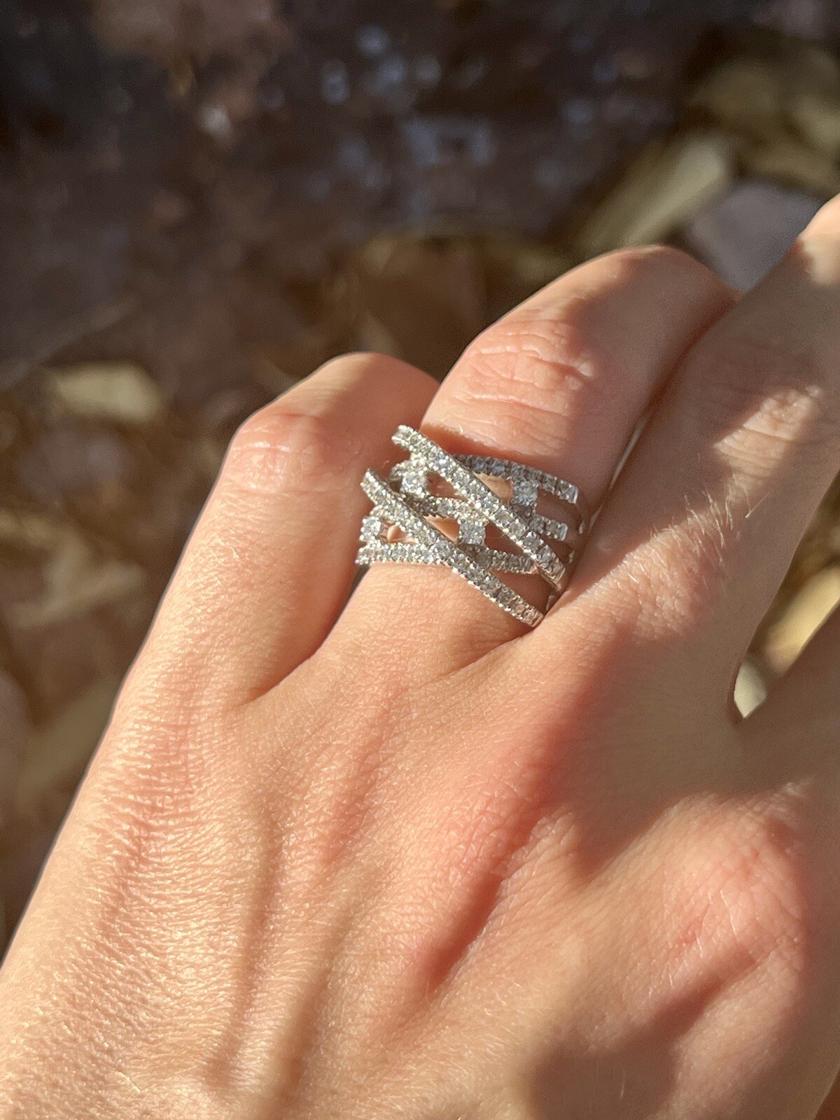 14k Solid Gold Diamond Intertwined Crossover Larg… - image 3