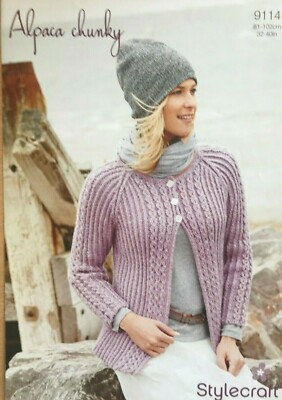 NEU STRICKANLEITUNG STYLECRAFT 9114 DAMEN CARDIGAN GR. 32 - 40 IN GROB