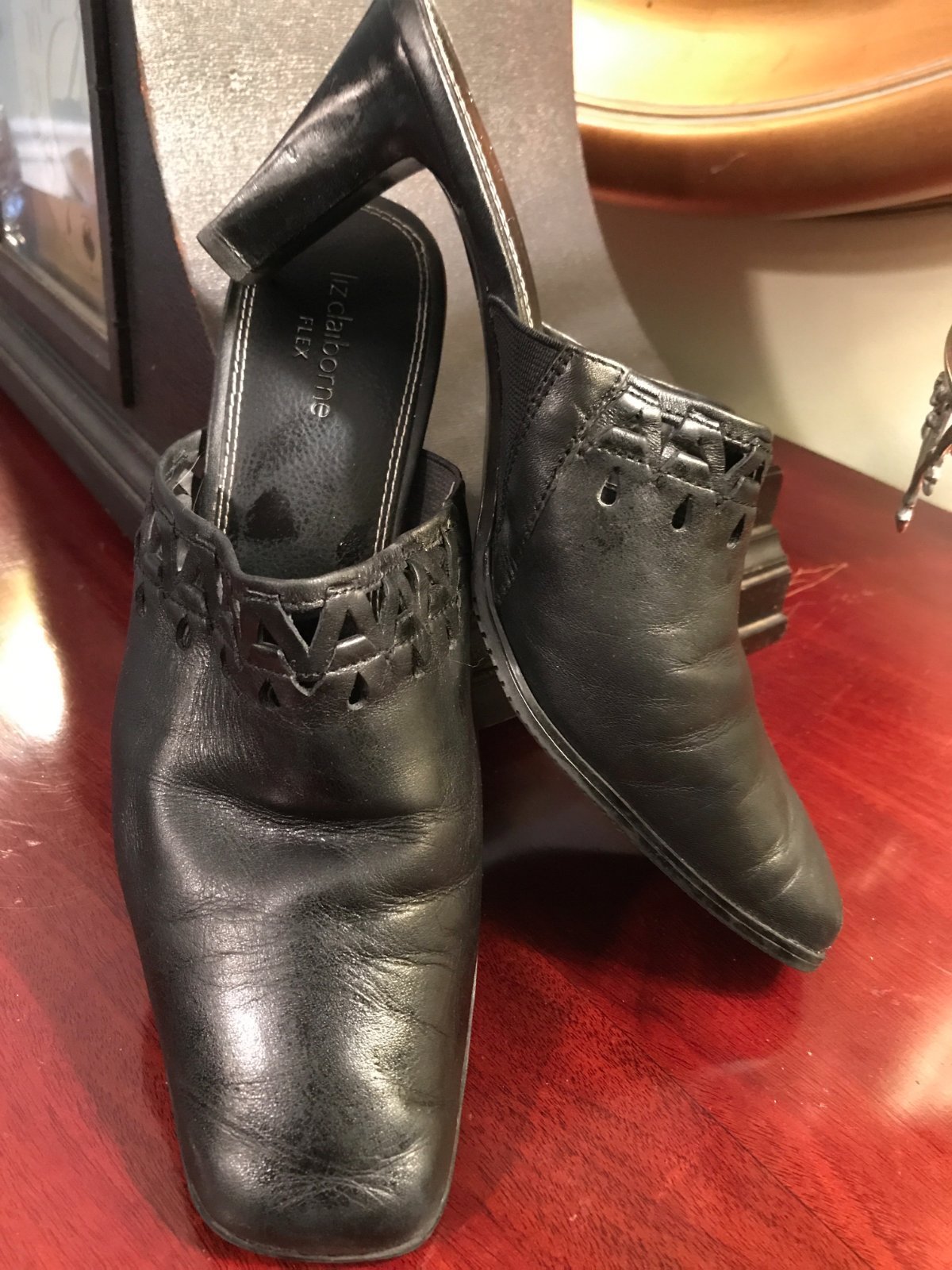 SAOLA Ciabatte donna Liz Claiborne suola flessibile nere tacco mules scarpe pelle morbida 9M