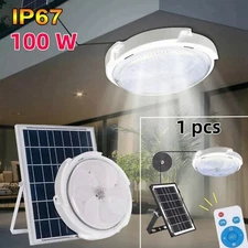 Solar Power Ceiling Pendant Light Remote Control Outdoor Indoor Lamp Waterproof