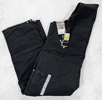 Carhartt R38 Duck Cotton Zip-to-Waist Black Biberall Quilt-Lined