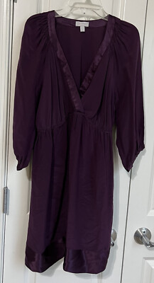 Pea in the Pod Purple Silk V Neck Tunic Dress in Small B1