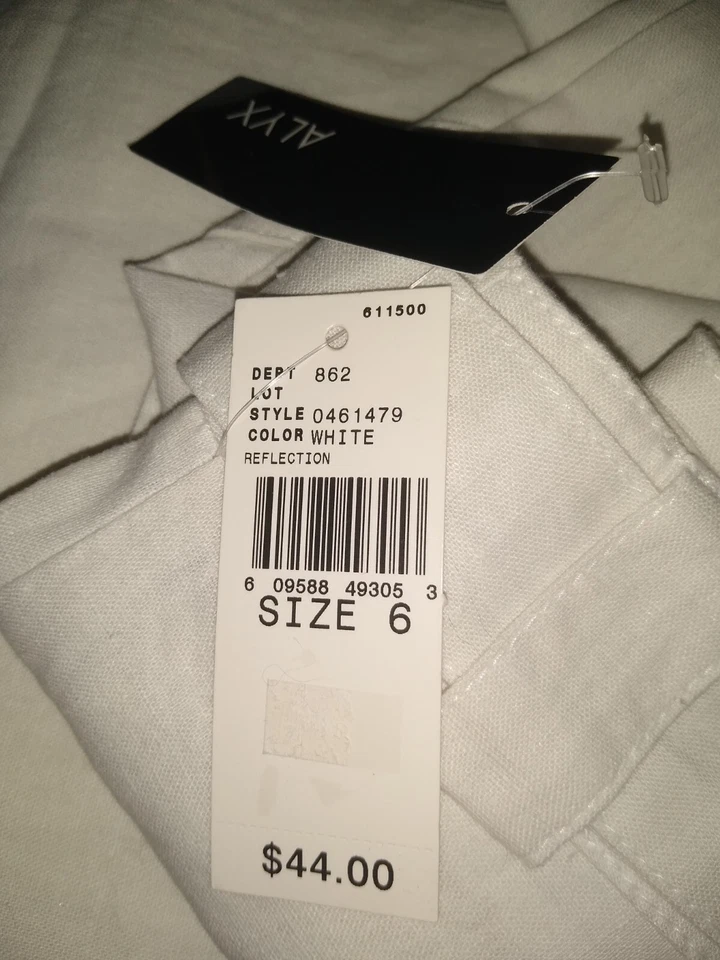 New! Alyx 45 Cotton & 55 Linen Wide Leg Palazzo Trousers Pants White 6 MSRP $44 - Image 3 of 3