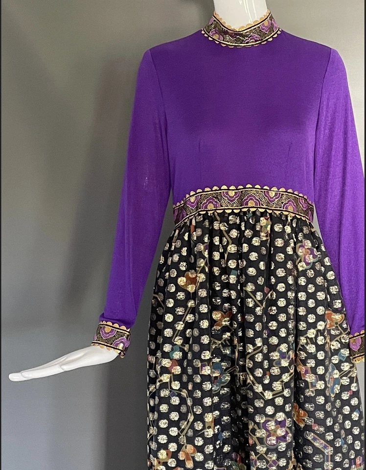 Vestido Sandine Originals Talla M Metálico Groovy Boho Hippie Años 70 Excelente Estado Foto 3 de 4