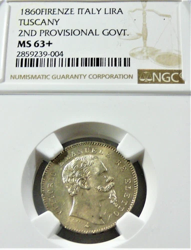Italy Tuscany 1860 FIRENZE LIRA  NGC MS63+