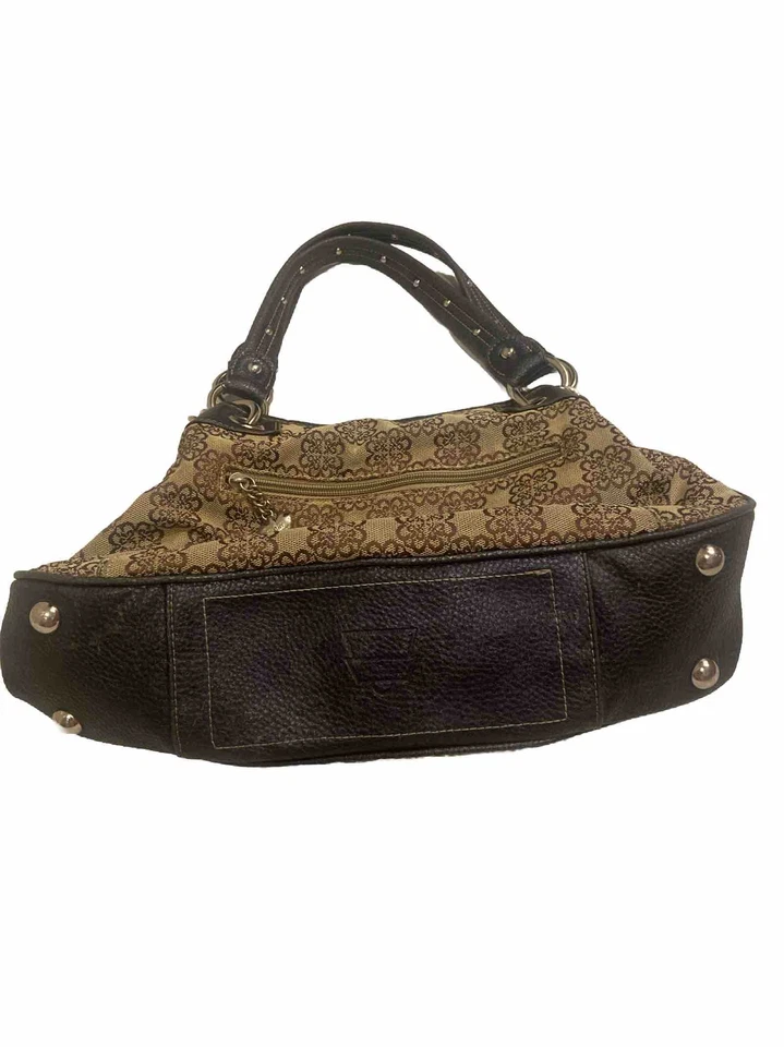 Cartera Kathy Van Zeeland Vintage Azul Marino Lona Adornada con Tachuelas Plateadas Foto 3 de 4