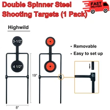 Double Spinner Steel Shooting Targets, Auto Reset for Handguns Up to .44 Magnum