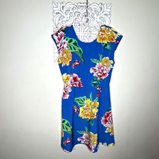 OLD NAVY Women's MEDIUM Pullover DRESS Beach Cover up Sleeveless BLUE Floral