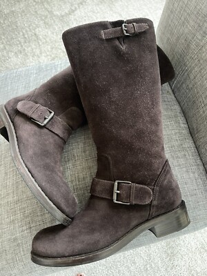 BOTTEGA VENETA Brown Suede Biker Moto Boots , SZ 35.5/5.5US EXCELLENT