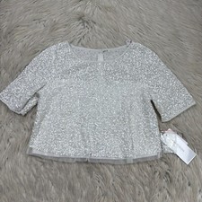 $150 NWT DB Studio Women's 8 White Sequin Beaded Illusion Wedding Separates Top