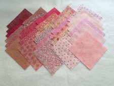 40 4-INCH PINK CALICO FABRIC QUILT SQUARES - 20 DIFFERENT - MANY VINTAGE